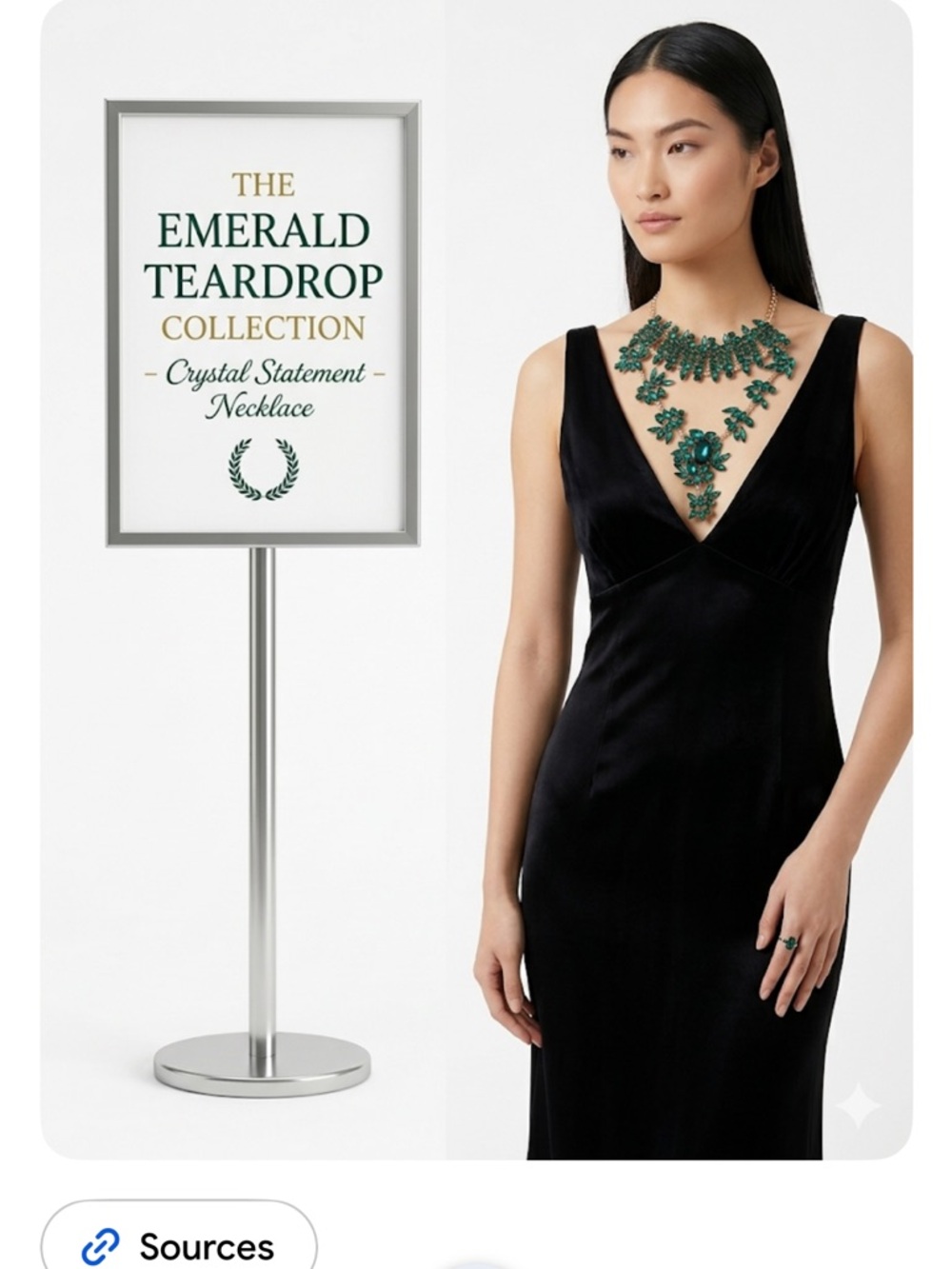 Emerald Teardrop Crystal Statement Necklace event beauty nwt arrata